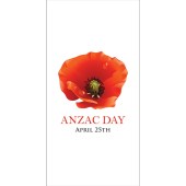 ANZAC Day Flag - White with Centered Poppy (37)