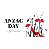 ANZAC Day Flag  -  Red Poppies on White (63)