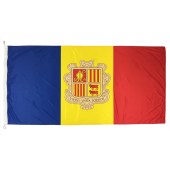 Andorra State Flag with Crest 1800mm x 900mm (Knitted)