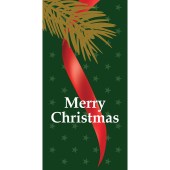 Christmas Flag with Red Ribbon, Green Background
