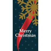 Merry Christmas Flag Blue Ribbon with Snow Flake