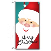 Merry Christmas Flag with Santa, Header and Loops finish. Vertical Flag