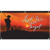 Lest We Forget Soldier Sunset Background Eyelet Flag