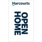 Harcourts White Signboard Flag 'Open Home'