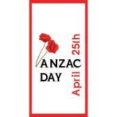 ANZAC Day Flag - Poppies with Red Border