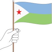 Djibouti Handwaver Flag 300mm x 150mm (Knitted)