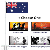 Australian Flag and Pole kit plus Lest We Forget Commemorative Flag 