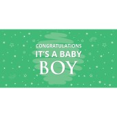 Congratulations It's a Baby Boy Green Flag 1800mm x 900mm (Knitted) 