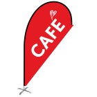 Cafe White Heart Small Red Teardrop Flag Kit