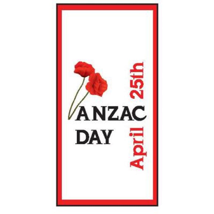 ANZAC Day Flag - White with Red Poppies (32)