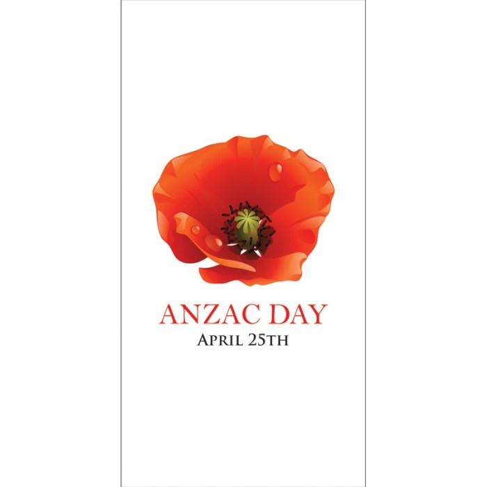 ANZAC Day Flag - White with Centered Poppy (37)