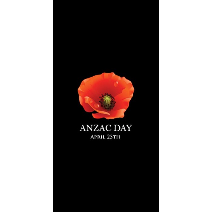 ANZAC Day Flag - Black with Centered Poppy (38).