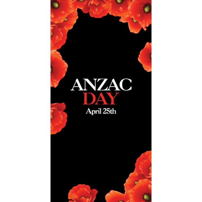ANZAC Day Flag - Black with Poppy Border (48)