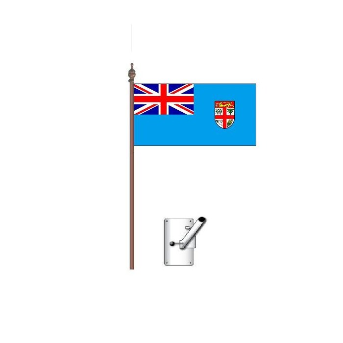 Fiji Flag (with crest) Bracket and Pole Kit
