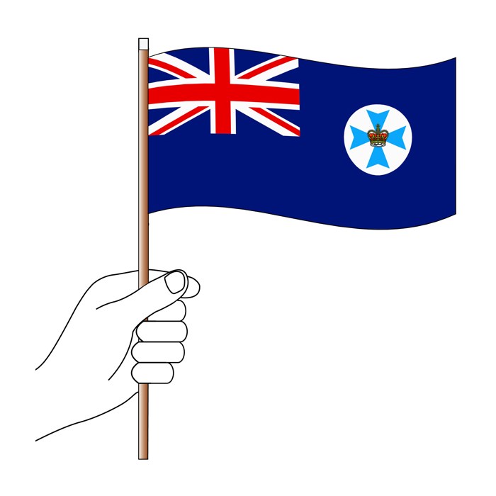 QLD State Hand Flag Handwaver