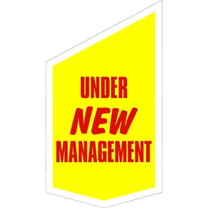 Under New Management Shop Front Banner 420mm x 720mm  (Vinyl)