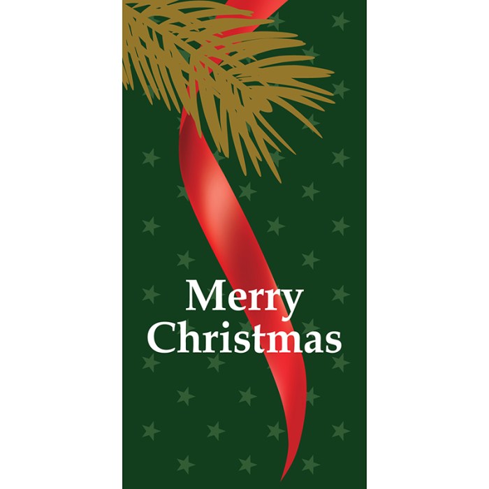 Christmas Flag with Red Ribbon, Green Background
