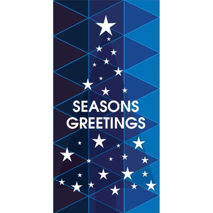 Seasons Greeting Tree with Stars Blue 900mm x 1800mm (Various FInishes)