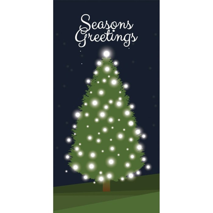 Seasons Greeting Tree with Lights 900mm x 1800mm (Various FInishes)