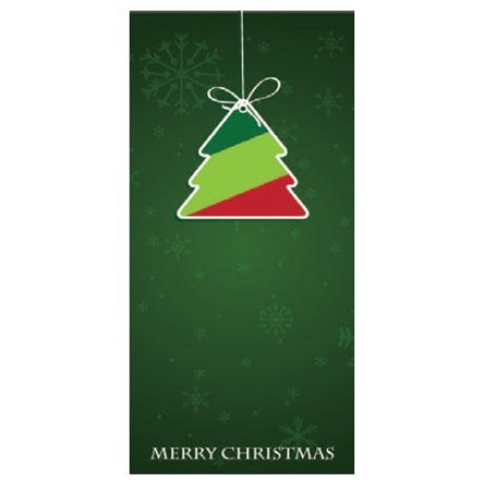 Seasons Greetings Dark Green Flag with Tree 900mm x 1800mm (Various Finishes)