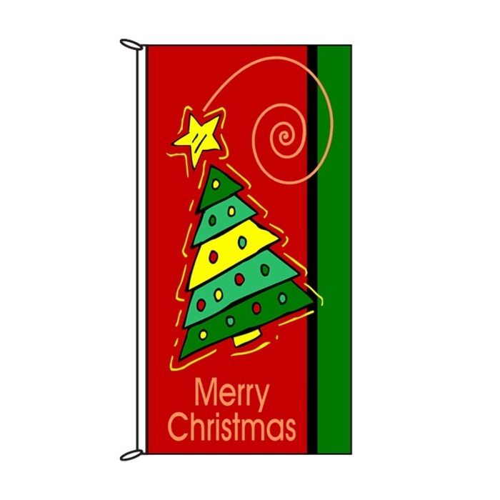 Christmas Flag Red with Tree 900mm x 1800mm (Knitted)