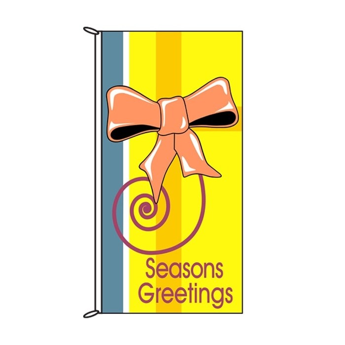 Christmas Flag Yellow with Bow 900mm x 1800mm (Knitted)