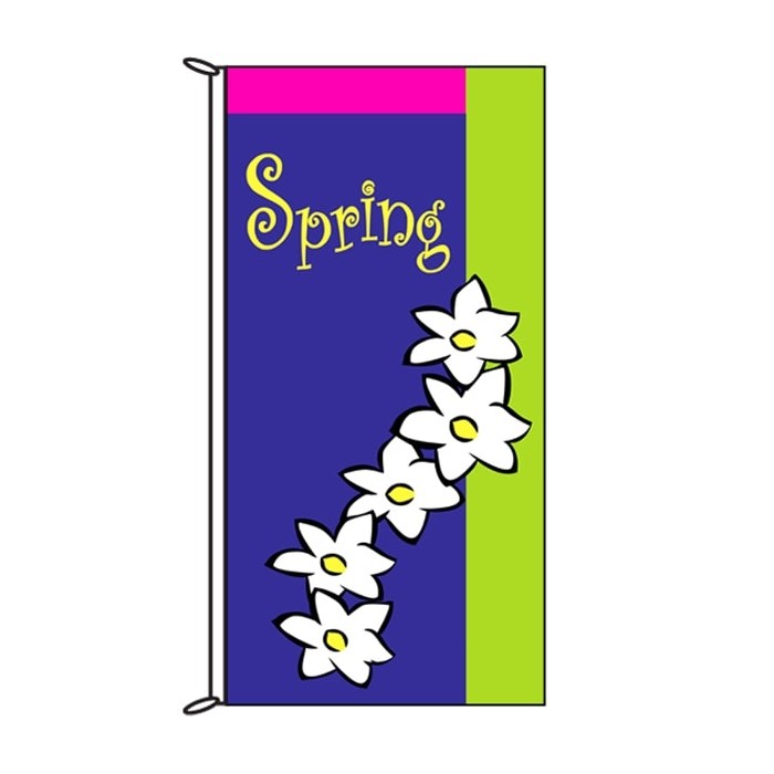 Spring Flag White Flowers 900mm x 1800mm (Knitted)
