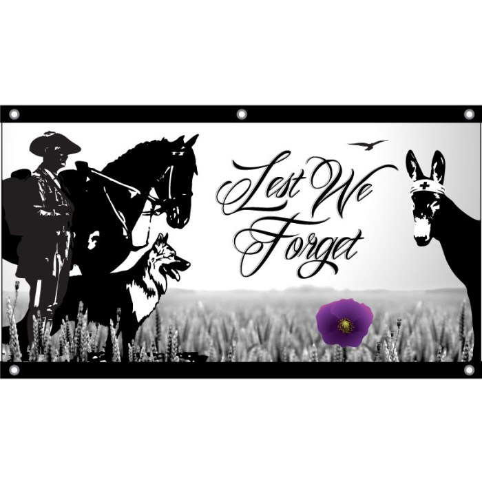 Lest We Forget Animals Horizontal Eyelet Flag 1500 x 750mm | Flags &  Banners | Custom Printing | Marquees - Flagworld