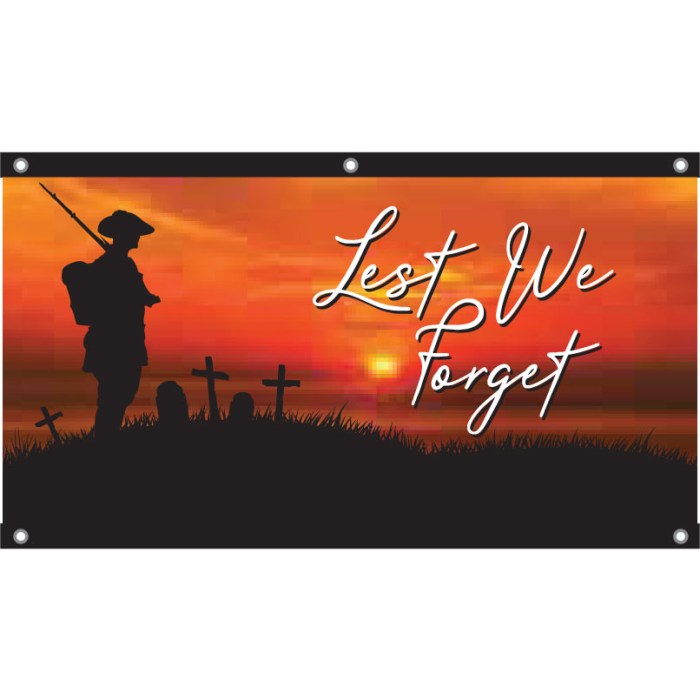 Lest We Forget Soldier Sunset Background Eyelet Flag