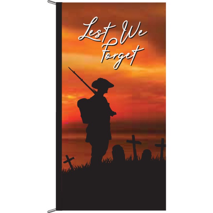 Lest We Forget Solider sunset Background Vertical Eyelet Flag