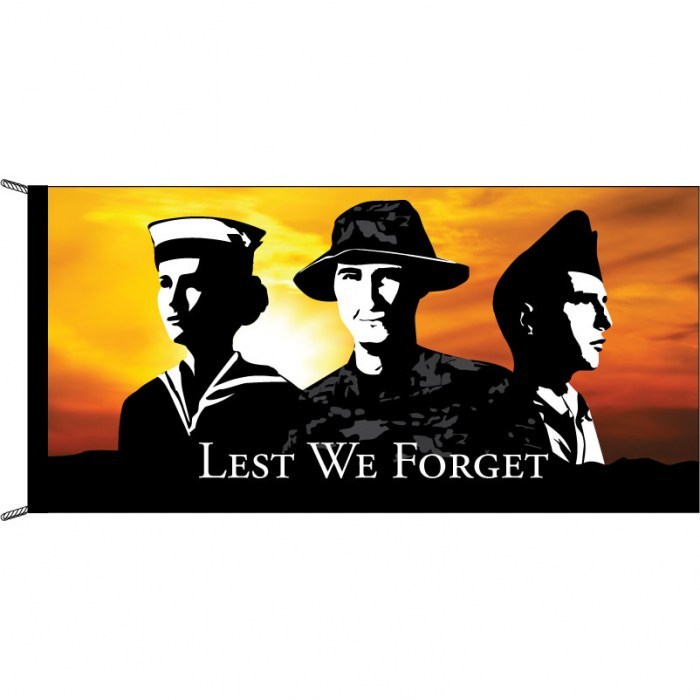 Lest We Forget Triservices Flag - Various Finishes
