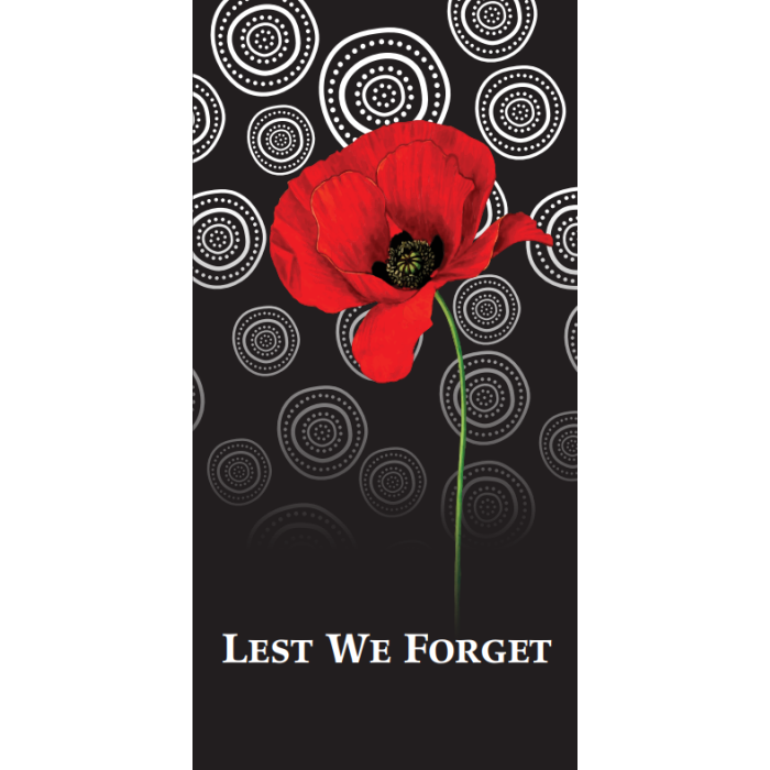 Lest We Forget First Nations Poppy Vertical Flag 900 x 1800mm