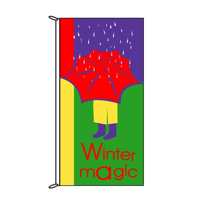 Winter Magic Red Umbella Flag 900mm x 1800mm (Knitted)