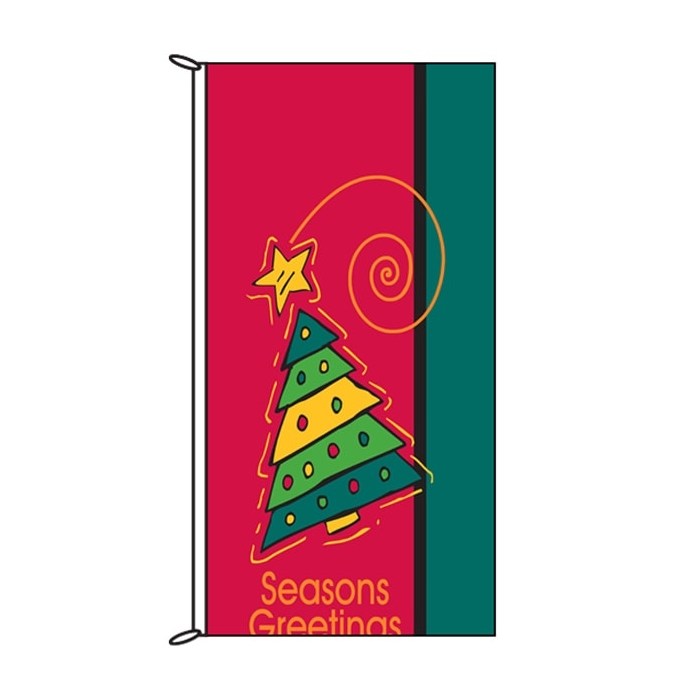 Seasons Greetings Red Christmas Tree flag