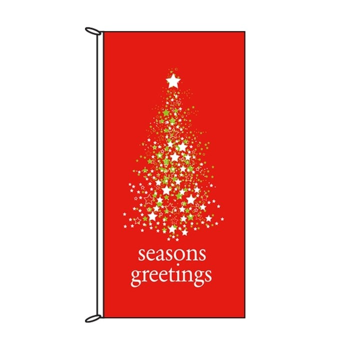 Seasons Greetings Red Christmas Tree flag