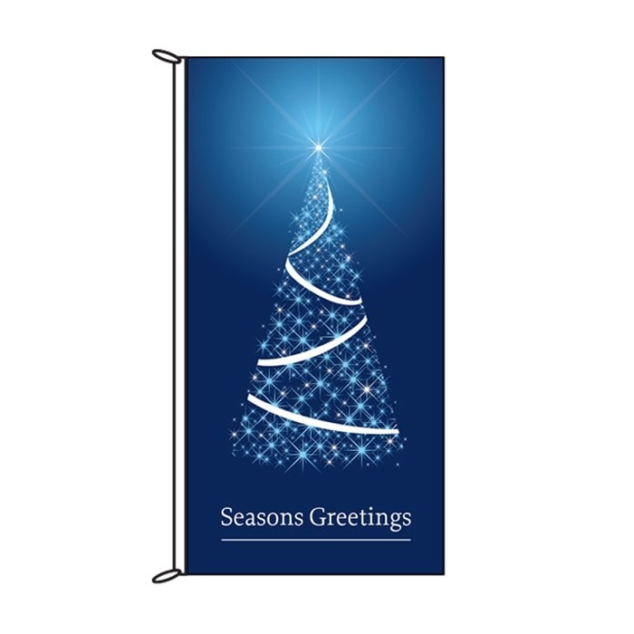 Seasons Greetings Blue with White Tree 900mm x 1800mm (Knitted)