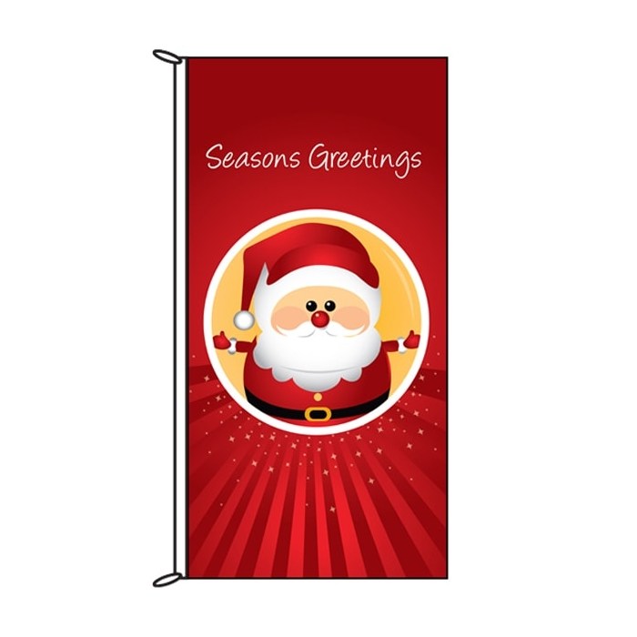 Seasons Greetings Red Santa Flag