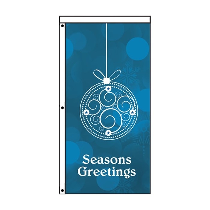 Seasons Greetings blue bauble flag