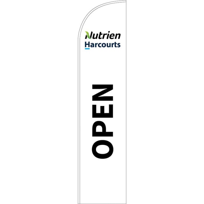 Nutrien Harcourts Open (2020) White Medium Feather Flag 650mm x 3000mm