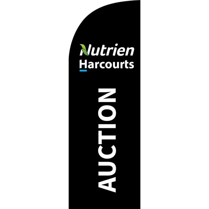 Nutrien Harcourts Auction (2020) Black Small Feather Flag 650mm x 2000mm