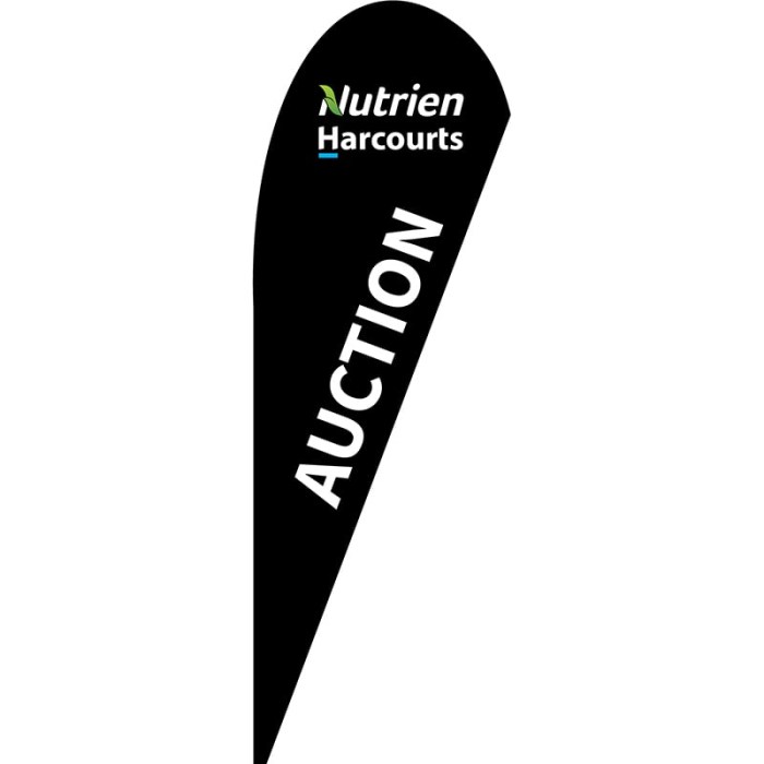 Nutrien Harcourts Auction Black (2020)  Medium Tear Drop Flag