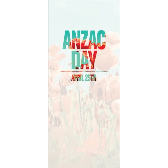 ANZAC Day Flag - Transparent White Over Poppies and Sky