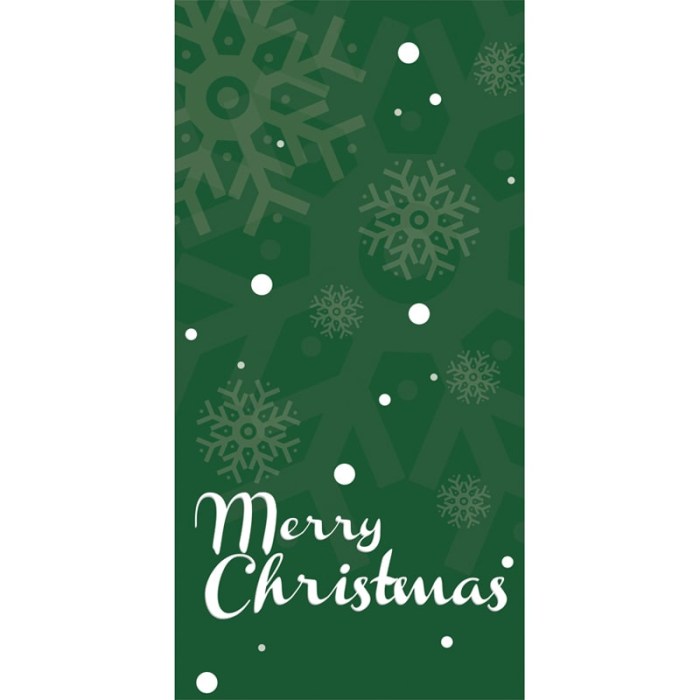 Merry Christmas Flag Green with Snowflakes 900mm x 1800mm (Various Finishes)