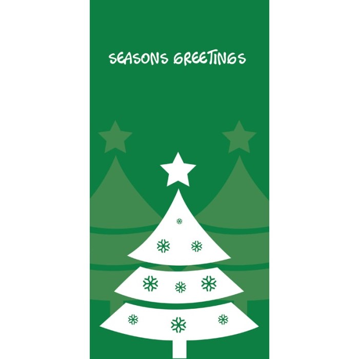 Seasons Greetings Xmas Tree Flag Green 900mm x 1800mm (Various FInishes)