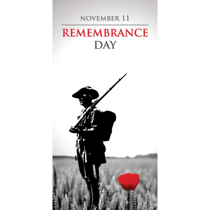 Remembrance Day Flag -  Armed Soldier and Red Poppy (12)