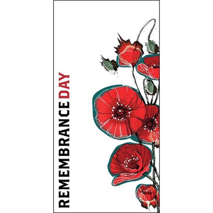 Remembrance Day Flag - White Flag with Red Poppies (7)