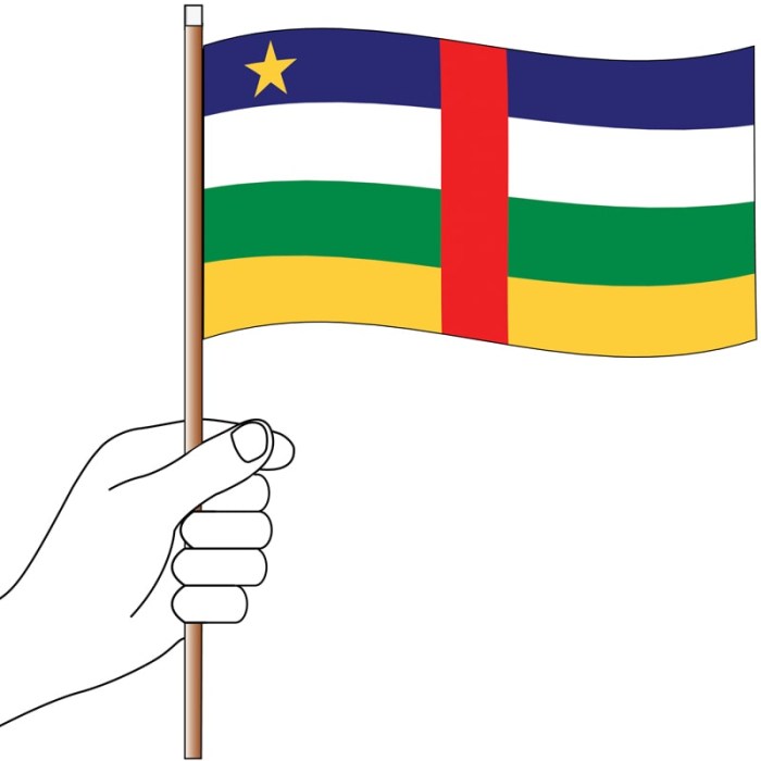 Central African Republic Handwaver Flag 300mm x 150mm (Knitted)