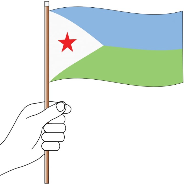 Djibouti Handwaver Flag 300mm x 150mm (Knitted)