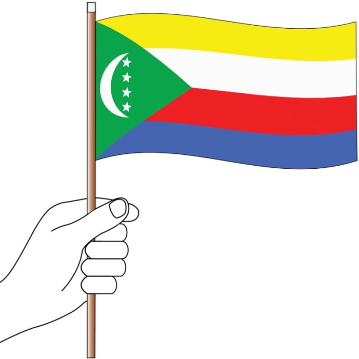 Comoros Handwaver Flag 300mm x 150mm (Knitted)