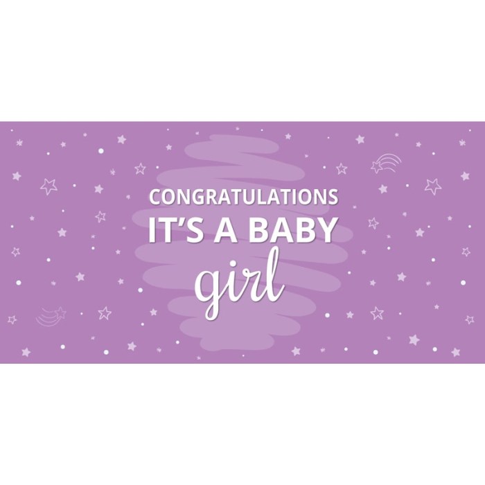 Congratulations It's a Baby Girl Purple Flag 1800mm x 900mm (Knitted) 